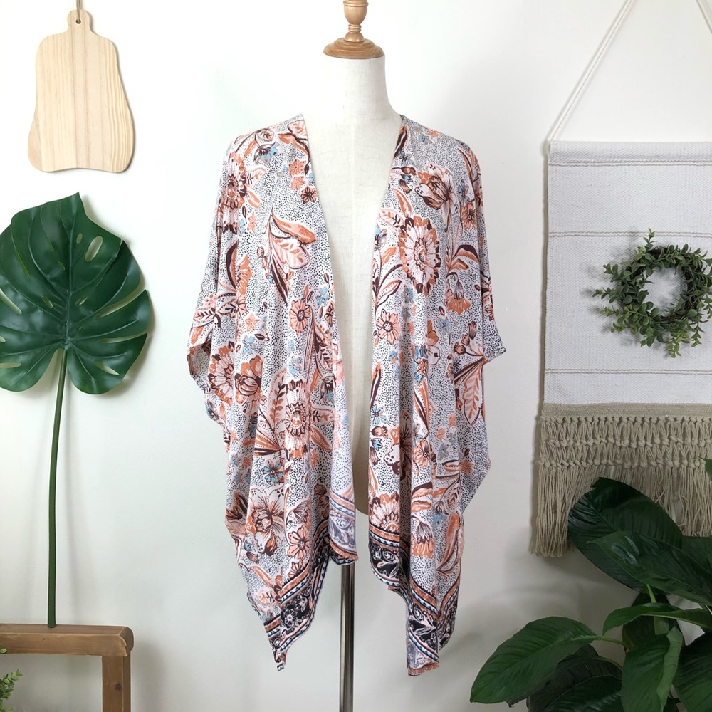 Angie | Floral Print Kimono Sleeve Cardigan Medium